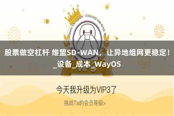 股票做空杠杆 维盟SD-WAN，让异地组网更稳定！_设备_成本_WayOS