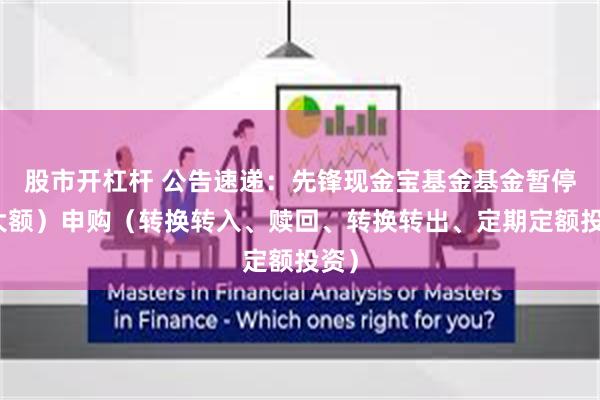 股市开杠杆 公告速递：先锋现金宝基金基金暂停（大额）申购（转换转入、赎回、转换转出、定期定额投资）