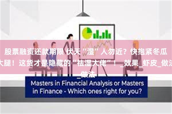 股票融资还款期限 伏天“湿”人勿近？快抱紧冬瓜大腿！这货才是隐藏的“祛湿大佬”！_效果_虾皮_做法