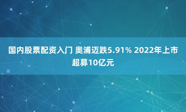 国内股票配资入门 奥浦迈跌5.91% 2022年上市超募10亿元